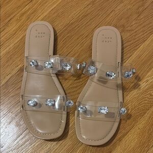 A New Day Tan Sandals with Clear Straps
